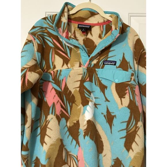 Patagonia Synchilla Snap-T Fleece Pullover Teal Pink Floral Camo Medium - Picture 10 of 11